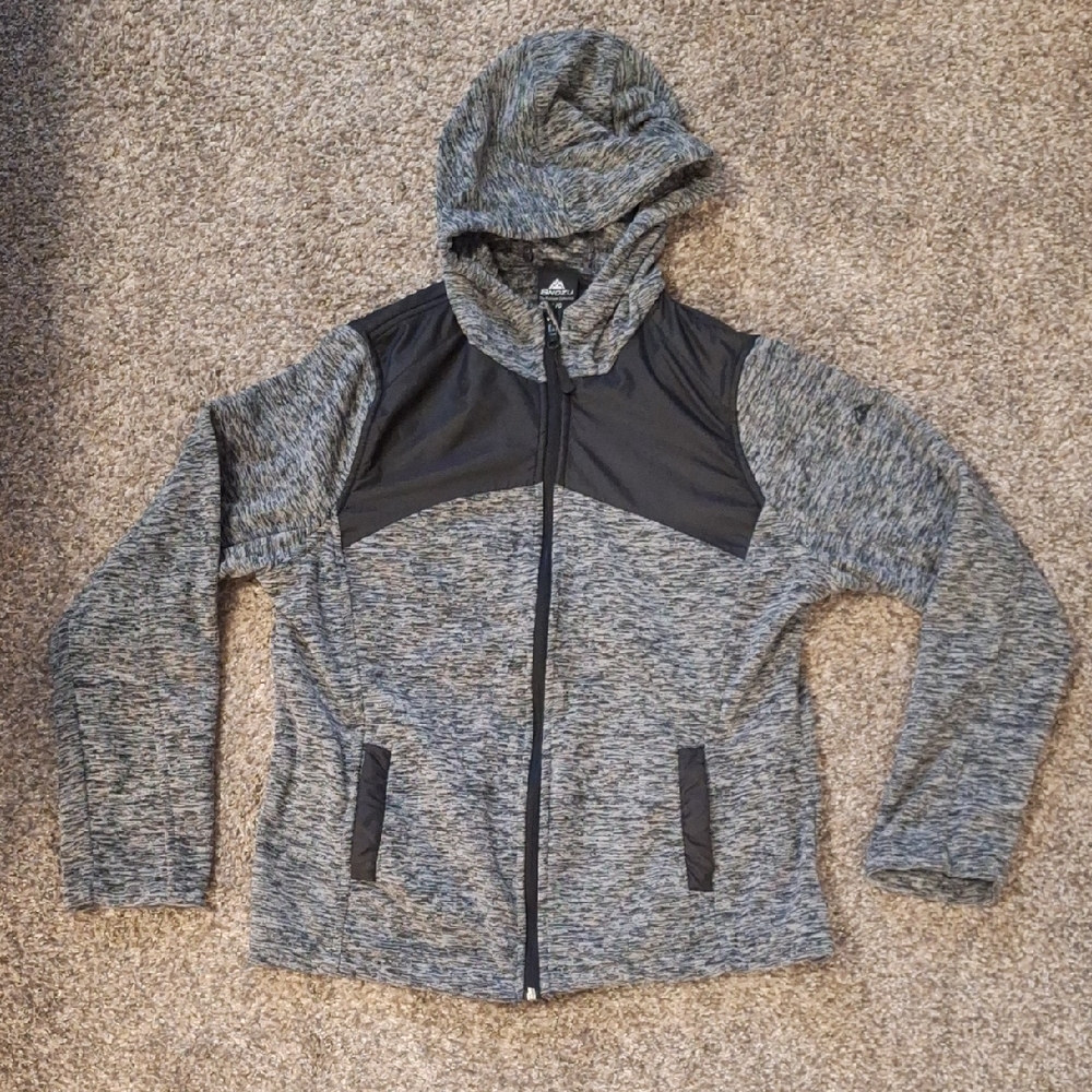 Gray and Black Women's Large Hooded Jacket
